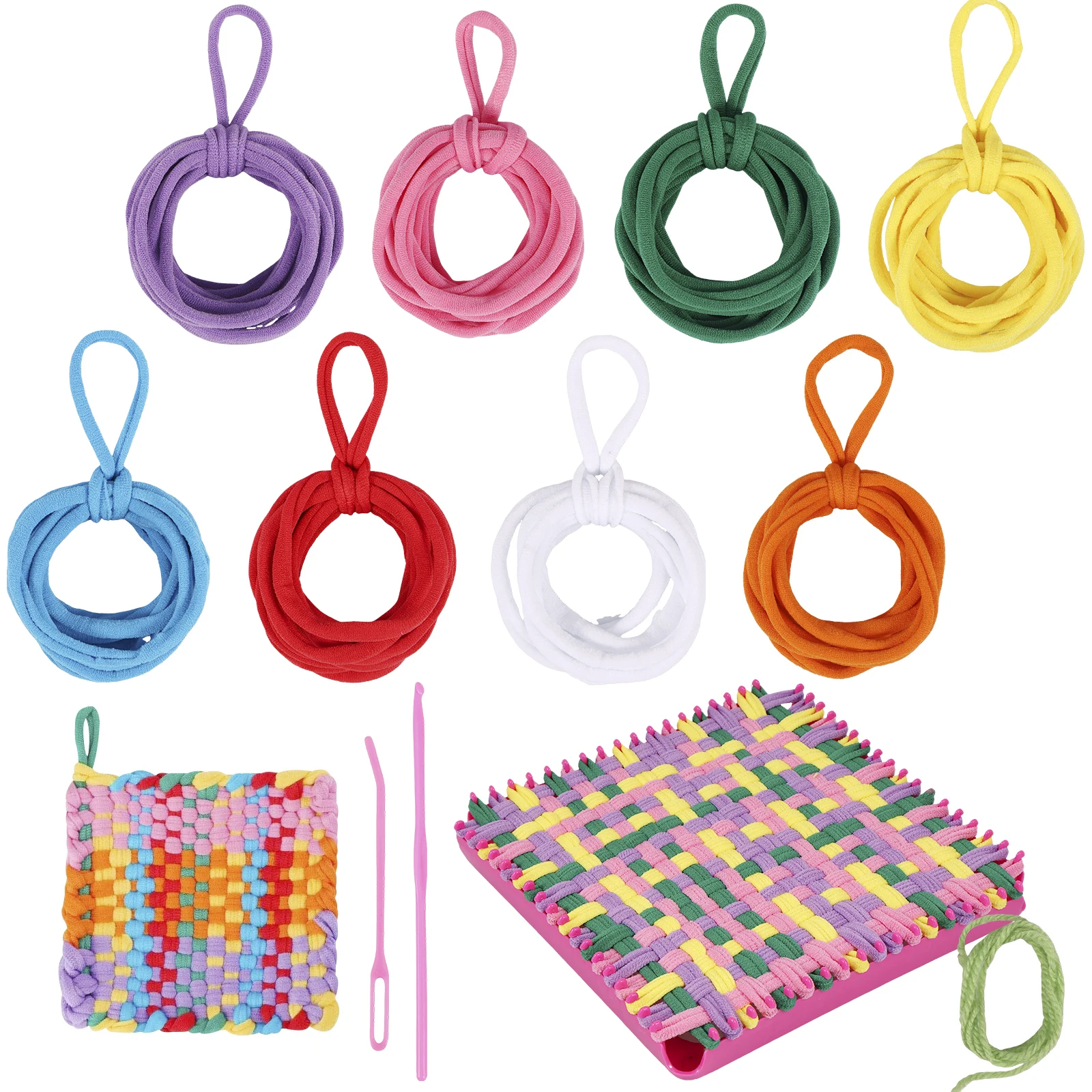 

Weaving Loom Kit Toys for Kids Multi-Color Weaving Craft Loops with Tool Knitting Loom Set for DIY Crafts Supplies Educational