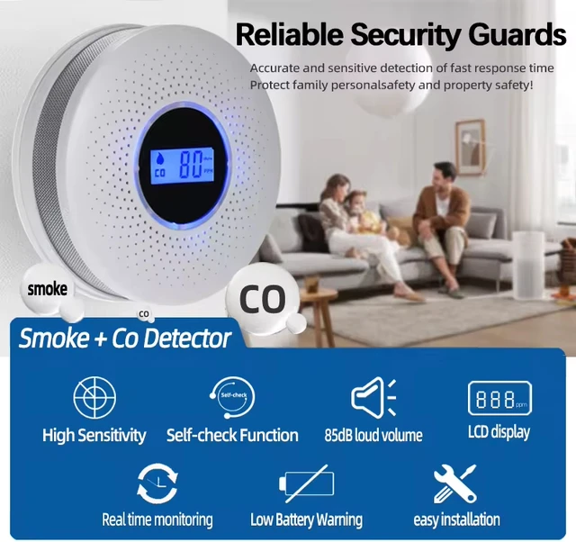 Combination Smoke CO Detector with LCD Monitor