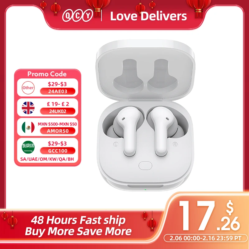 Qcy T13 Cuffie Wireless 7.2Mm Driver Tws Bluetooth 5.1 Auricolari 40H Lungo Tempo Di Riproduzione Ricarica Rapida 4 Mic Enc Hd Call Earbuds