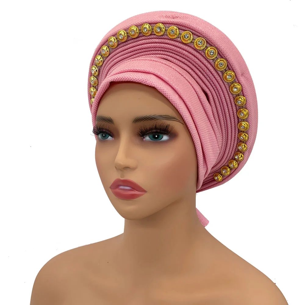 African Head Wraps African Auto Gele Women's Turban Cap Nigeria Headtie Wedding Party Head Ties Female Head Wraps Already Made Autogele