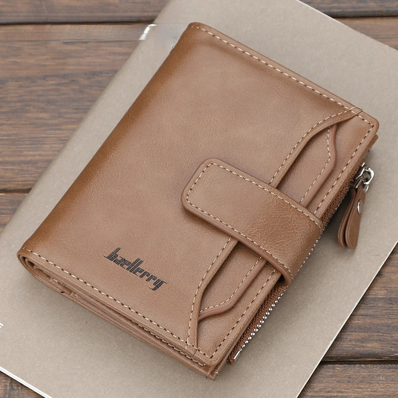 Men Wallet PU Leather Fashion Large Capacity License Card Holder Men Purse Short Zipper Male Fold Wallets