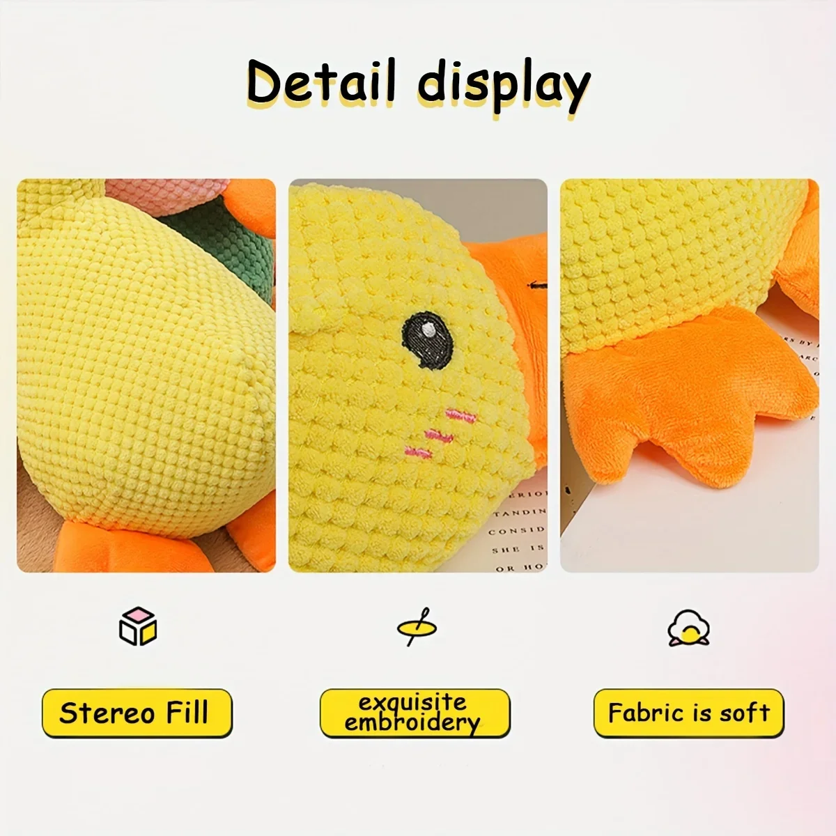 1pc Large Duck Design Pet Grinding Teeth Squeaky Plush Toy, Durable Chew Toy For Dog Interactive Supply 5