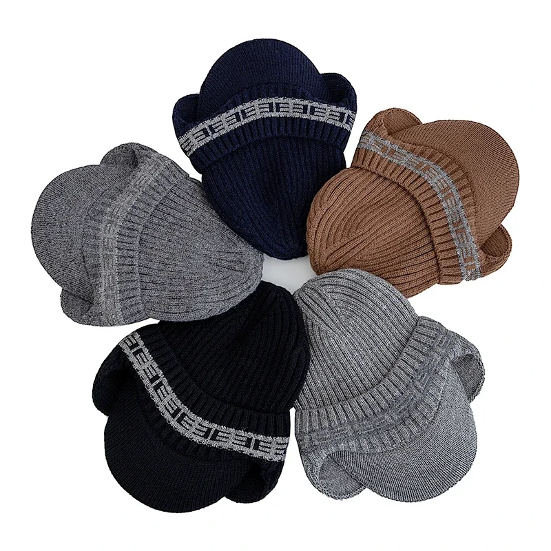 Hot Sale Plush Fur Lined Winter Hat With Earflap Fashion Beanie Hats Men Outdoor Keep Warm Cap Winter Hat Father Warm Gift