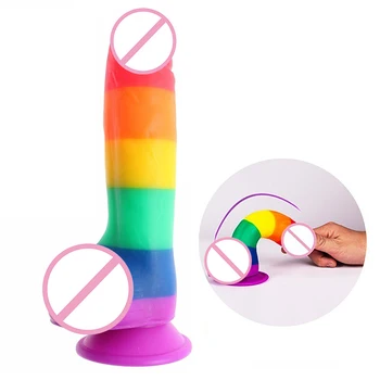 BALCKWOLF Rainbow Huge Dildos Realistic Cock With Suction Cup Large Penis Adult Sex Toys For Woman Couples Erotic Sex Products 1