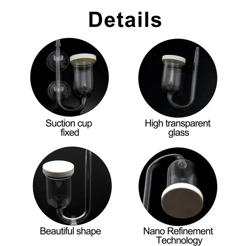Glass Oxygen Refiner Aquarium CO2 Diffuser Air Stone Fish Tank Bubble Diffuser with 2 Suction Cup 1Stop Valve 1 Regulating Valve 5
