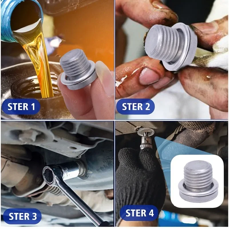 20~2Pcs Car Engine Oil Pan Drain Plug Kit Aluminium Washer NO138157 N91167901 Suitable for Volkswagen Audi Oil Pan Drain Screws Oil Drain Plug Gasket
