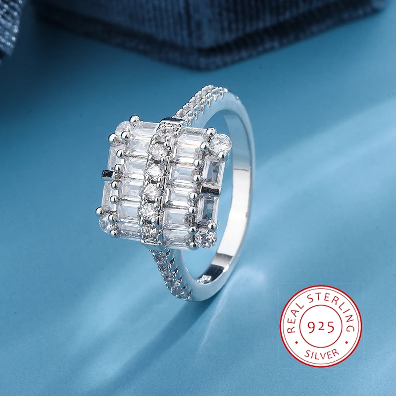 Bague En Argent Massif 925 Avec Zircons - Taille 53, Occasion