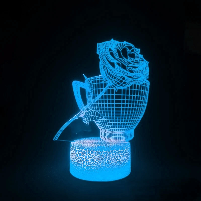 3D 장미 컵 램프 LED 야간 조명, 침실 침대 옆 테이블 책상 장식, 수면 조명, 어머니 날 선물, 여성 소녀