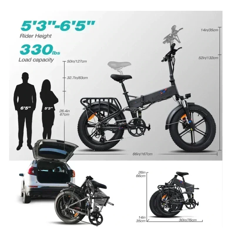Electric Bicycle ENGWE ENGINE X 250W 48V 13AH 24 fat Tire Electric Bike Powerful Motor Battery Range 25-45KM/H Mountain E bike