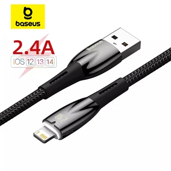 Baseus-2.4A USB 케이블, 아이폰용, 아이폰 14, 13, 12, 11 프로 맥스, Xs, X, 8 플러스용, 고속 충전 케이블, USB 데이터 케이블, 유선 코드