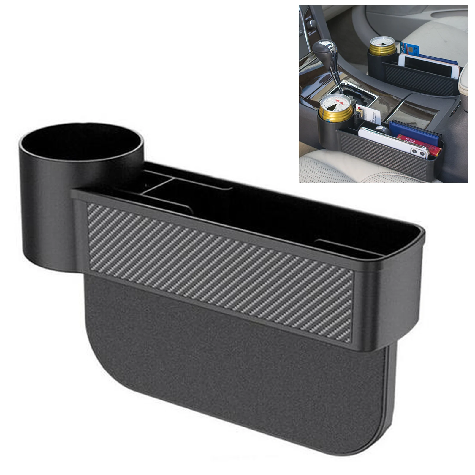 Car Storage Tools Black Auto Car Seat Gap Catcher Filler Storage Box Pocket Organizer Holder SUV Pocket Stowing Tidying Drink