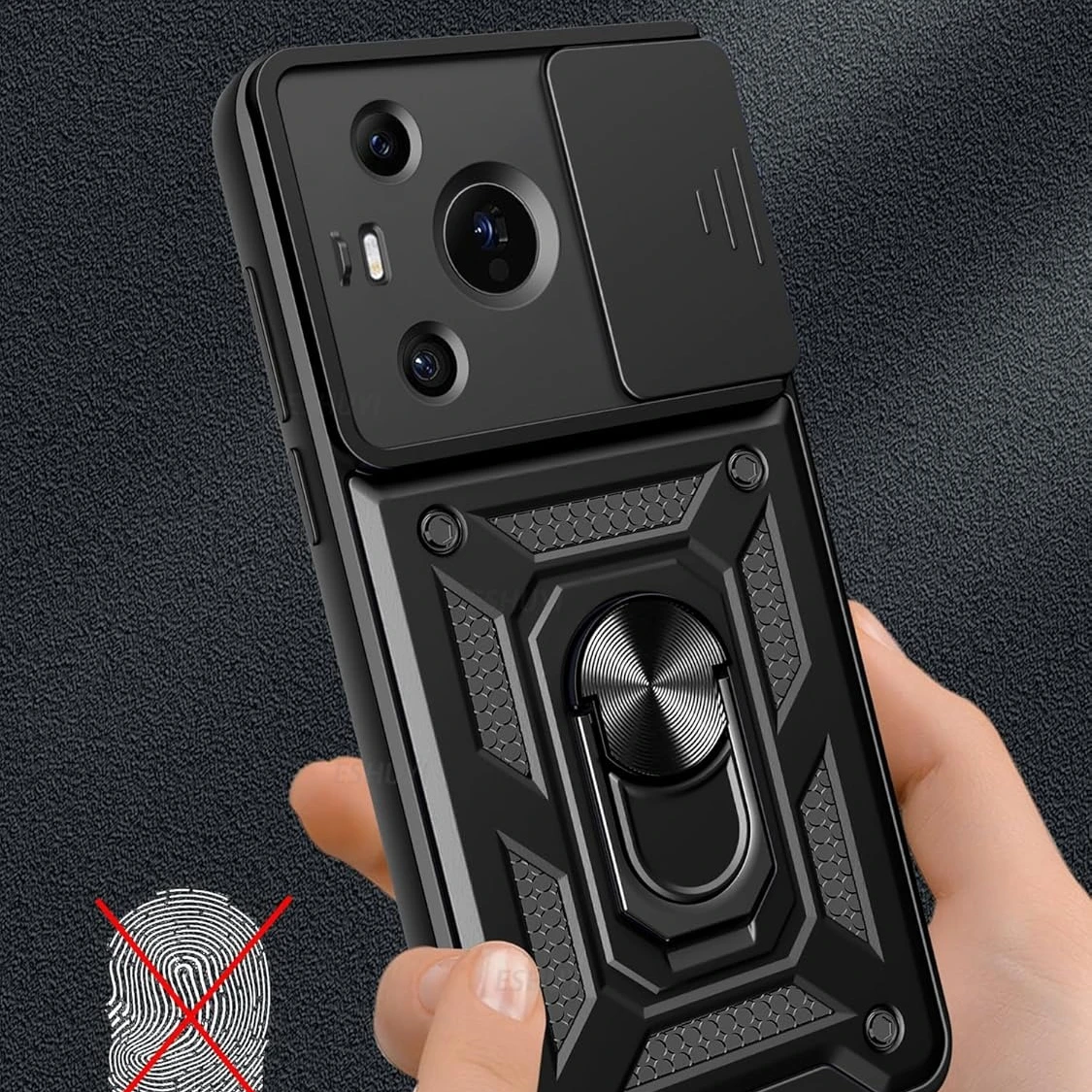 Enhanced Armor Case with Lens Protection and Magnetic Ring Holder