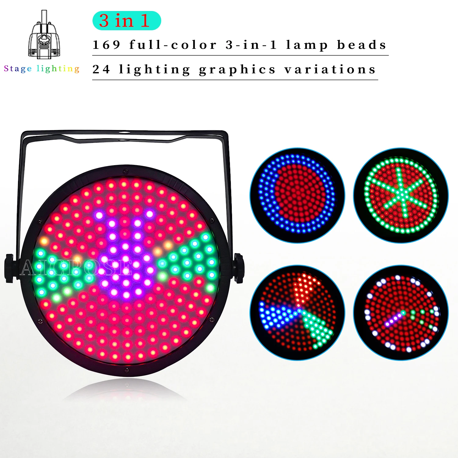 Magic Stage Light Led 169Pcs Rgb 3In1 Point Control Pattern Par Light Dmx512 Sound Music Dj Club Disco Party Effect Lighting