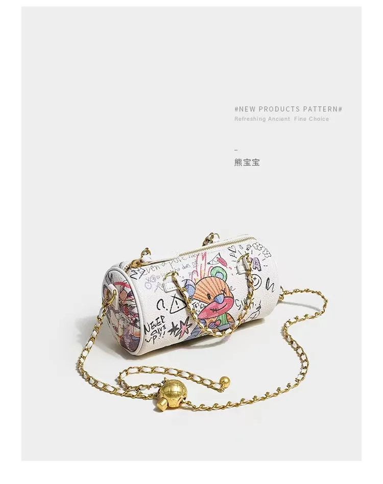 DLH081 Hong Kong MackJakors genuine summer bear graffiti Kelly bag for  women 2021 new trendy shoulder bag women