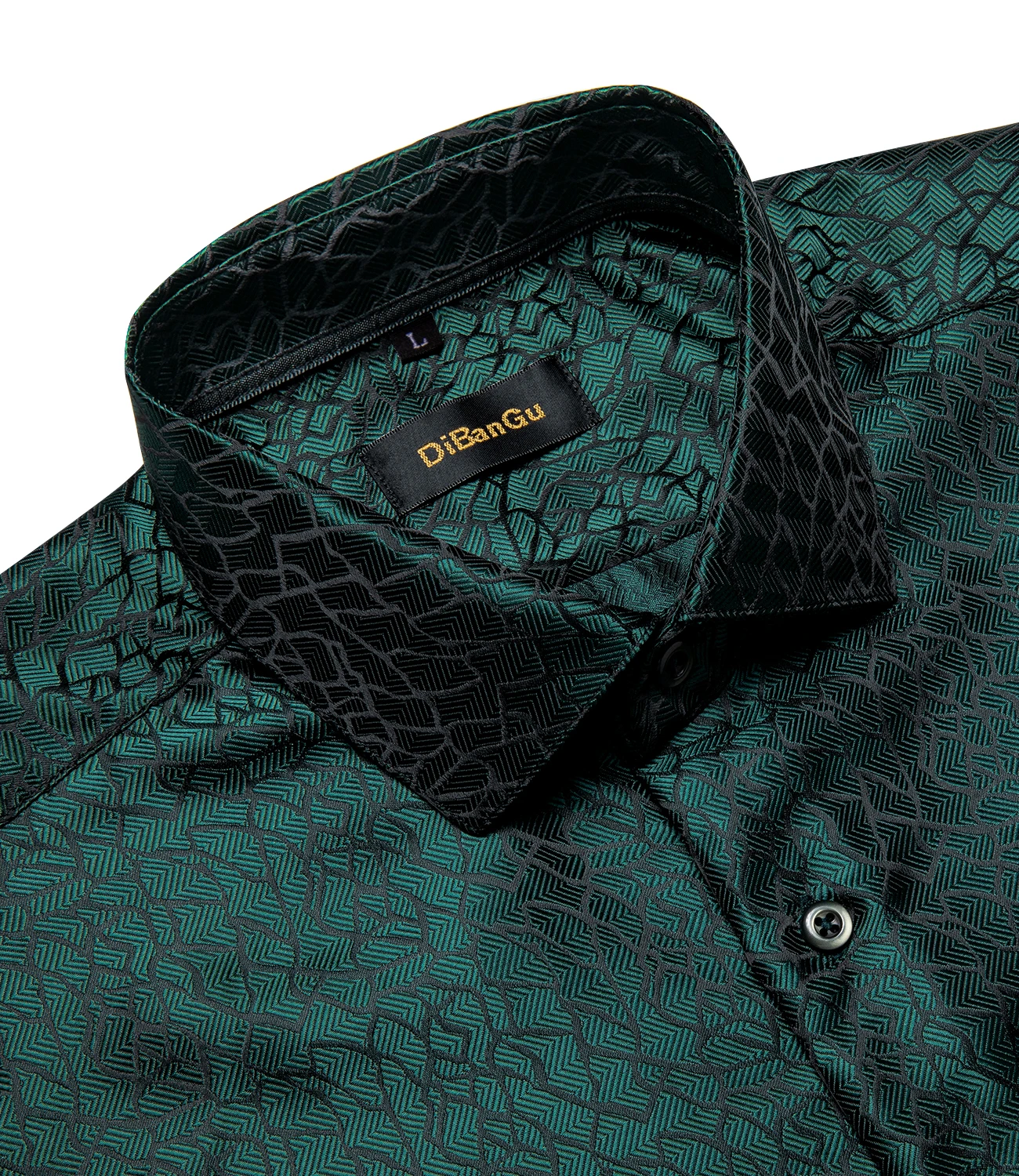 Mens dress shirt Men's dark green silk long sleeve dress shirt