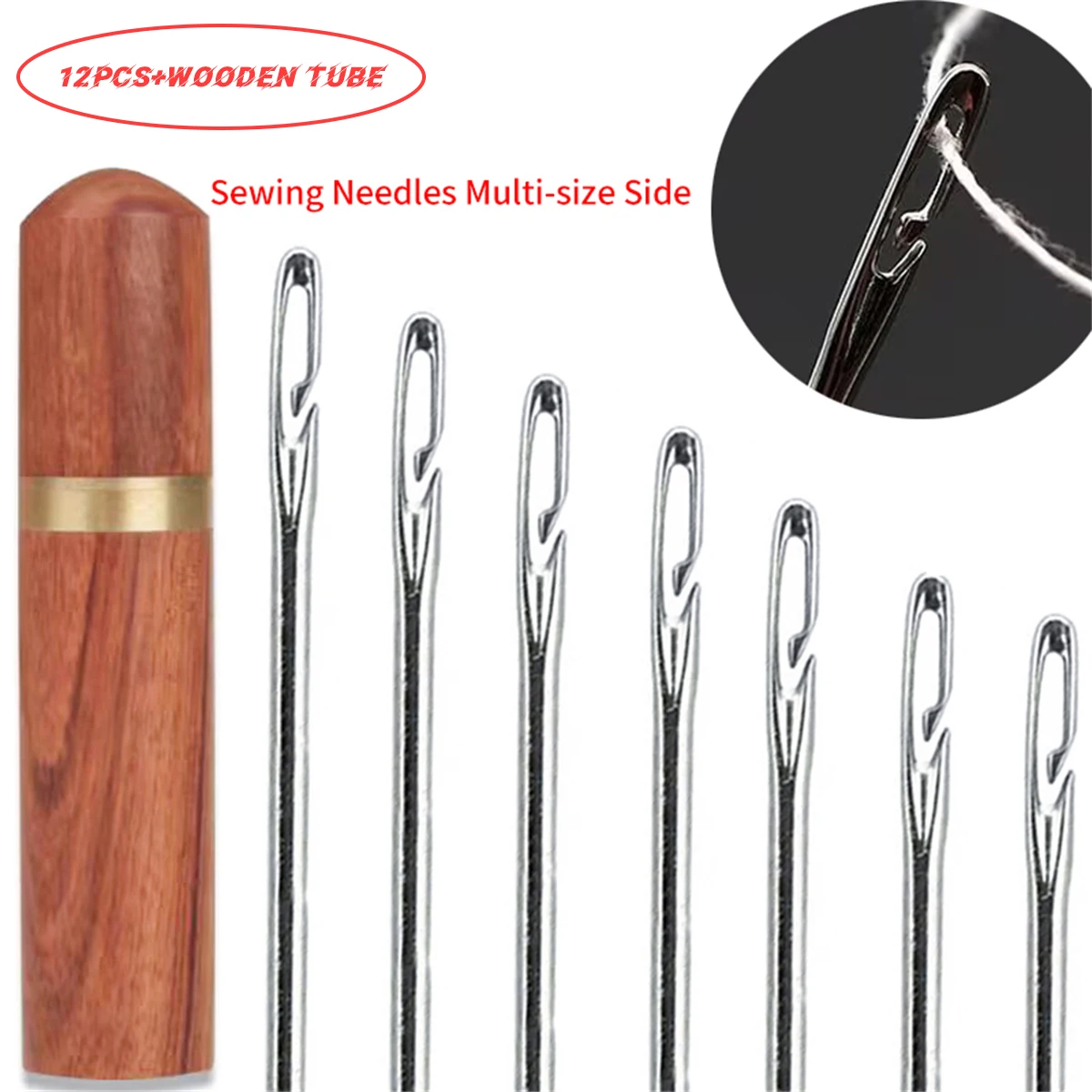 12Pcs Side Hole Blind Needle Sewing Needles Stainless Steel Elderly