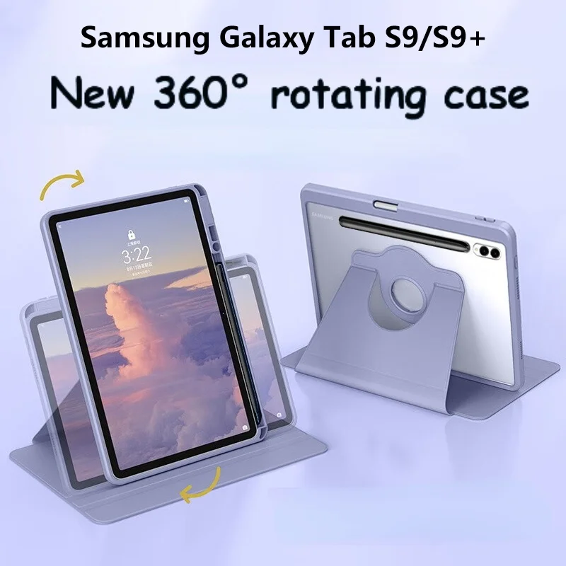 

360° rotation Case For Samsung Tab S9 S8 S7 11 Smart Cover for Tab S6 Lite 10.4 A8 10.5 S7 S8 S9 Plus 12.4 FE with Pen Holder
