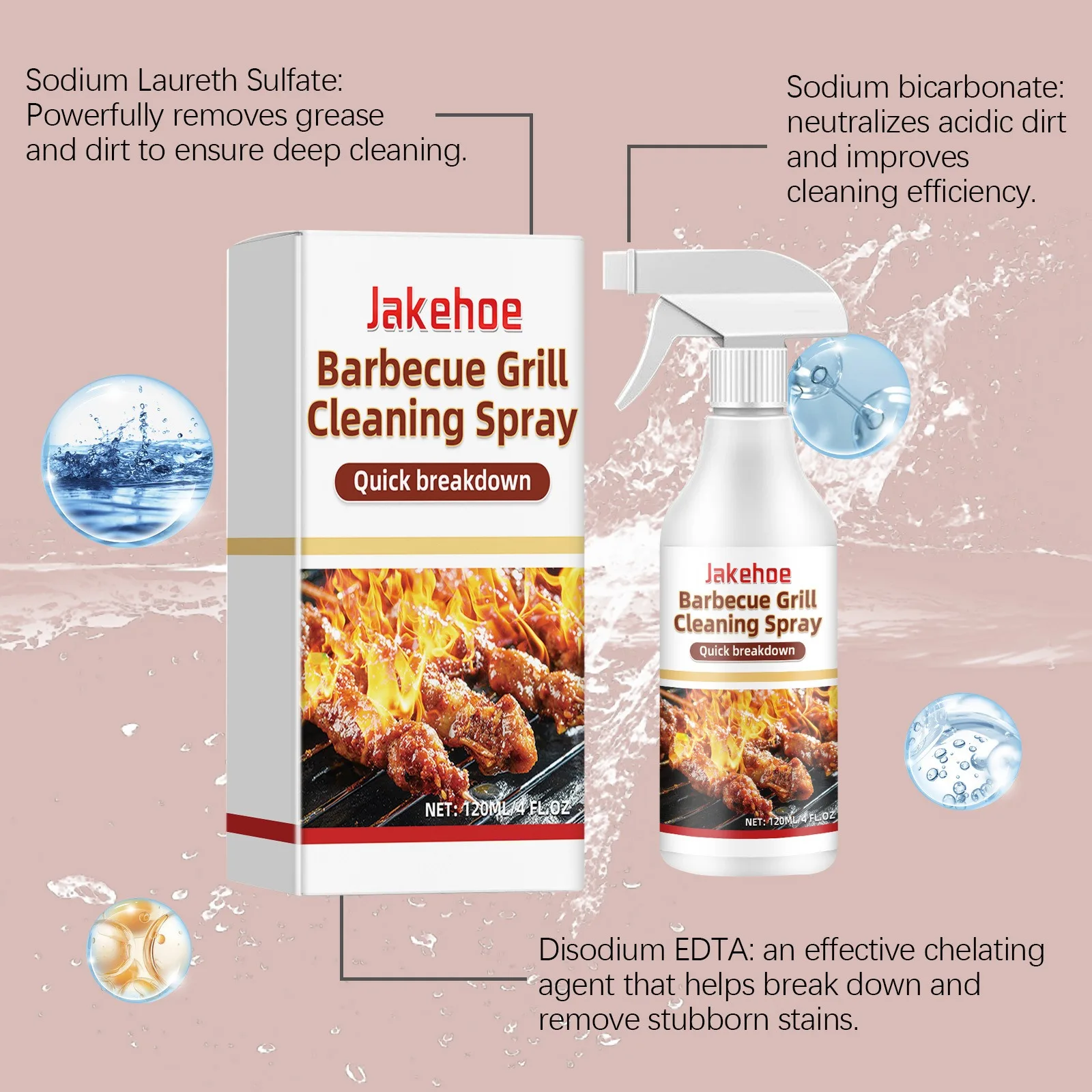 BBQ Grill Cleaning Brush Brick Block & Spray Fast Removal Stains Grease Barbecue Racks Cleanner Outdoor Kitchen BBQ Tools Set
