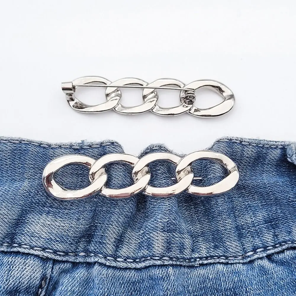 Pantaloni Con Fibbia In Vita Bottoni Tenditori Per Bottoni Fermagli Per Bottoni Spille Regolabili Con Catena A Torsione Clip In Vita Jeans In Argento 