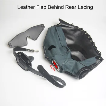 Bdsm Mask Leather Hood With Nostril Breathing Holes,Bondage Head Harness,Removable Gag in Mouth&Blindfold,Sex Toys For Couples 4