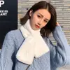 Women Winter Warm Thicken Cross Collar Scarf  Solid Color Faux Rabbit Fur Plush Elegant Shawl Scarfs 3