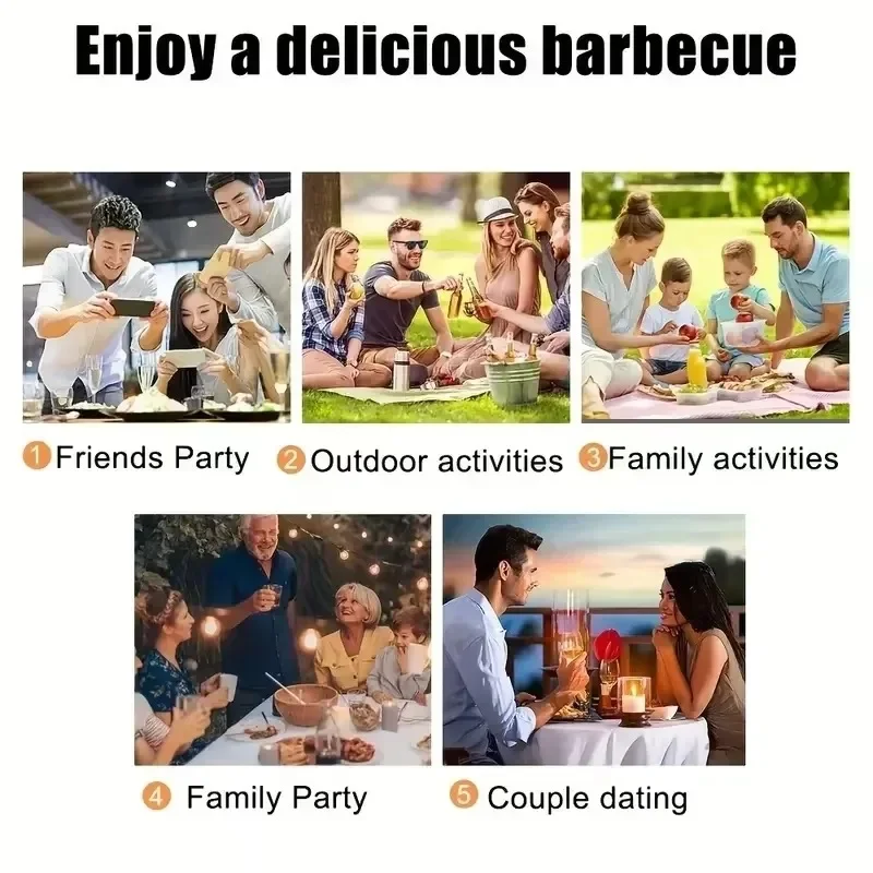 BBQ Fork BBQ Skewers Long Handle Kebab Barbecue Grill Sticks Reusable Stainless Steel Outdoor Camping Grill Needle 6-24PCS 55cm