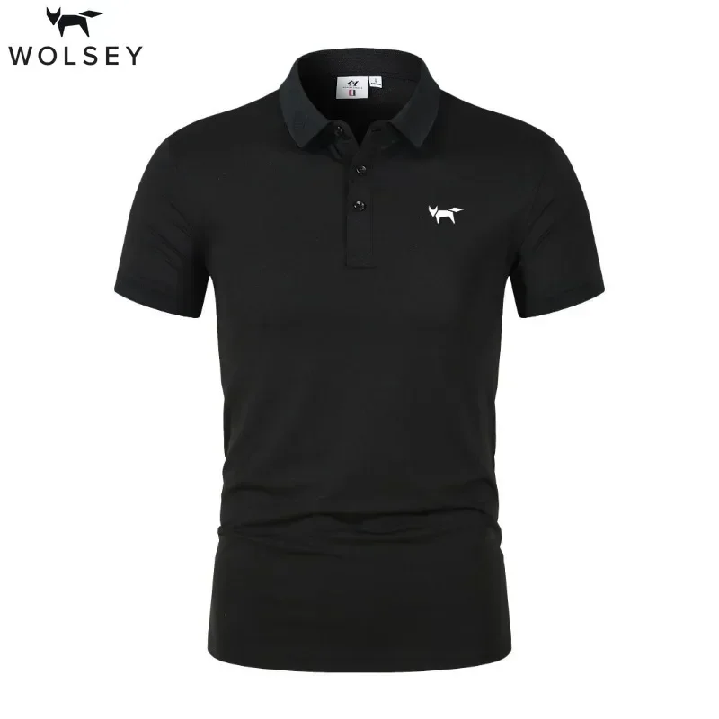 Wolsey Men Golf Polo Shirt Short Sleeve Knitted T-shirt Collar Perforated Design polo shirt mens shirts