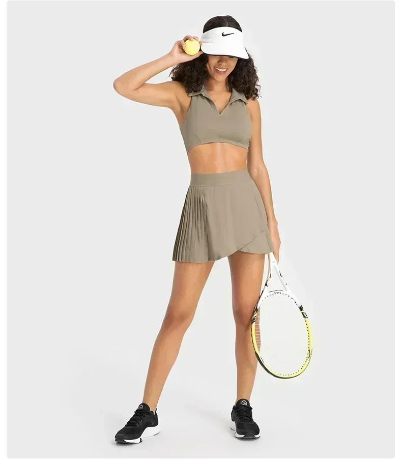 AL Yoga Tennis Ruffle Skirt Women Sports Running Sexy Fitness Skirt Explosion proof Dew Belt Pocket Golf Sports Shorts Skirts 6