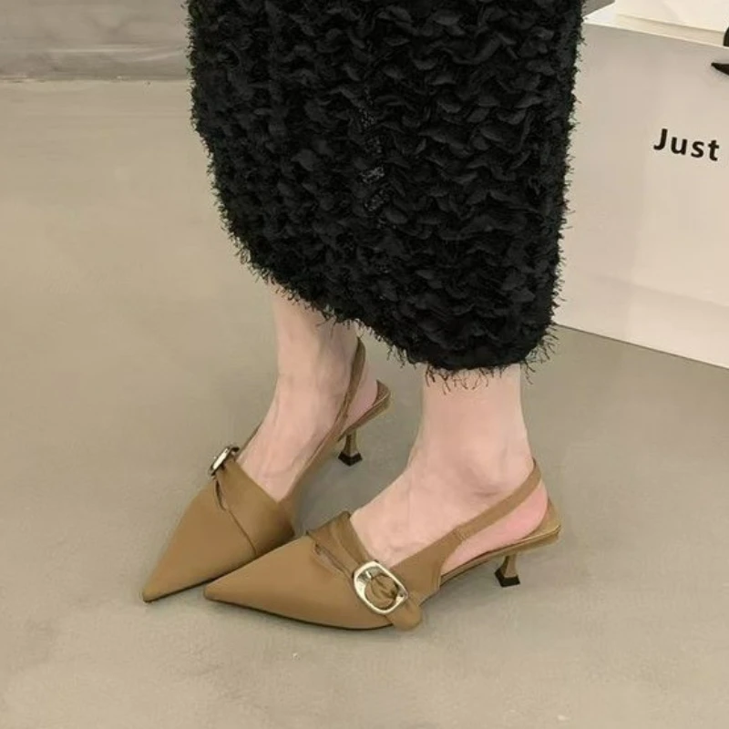 مدبب صنادل عالية الكعب المرأة مشبك العلامة التجاري...