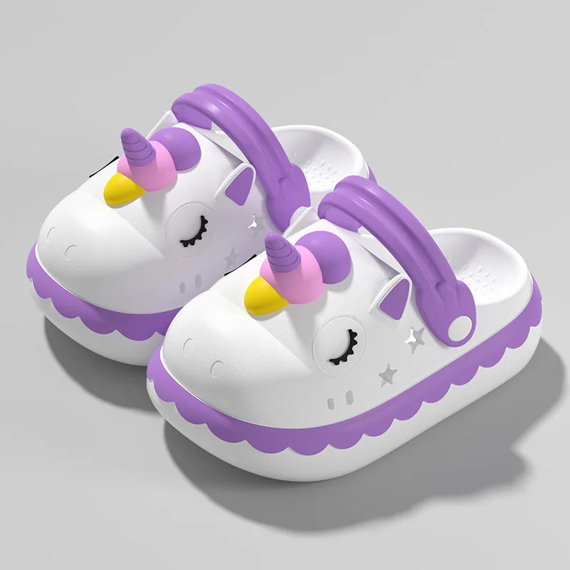 Summer Cartoon Child Girls Slippers Unicorn Princess Slippers For Children Beach EVA Comfortable Soft Toddler Kids Clogs Shoes 3