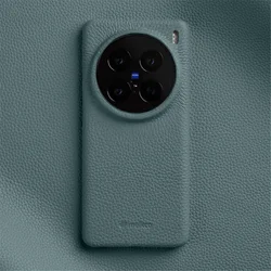 Melkco Premium 100% Genuine Leather Case with Camera Protection - Luxury Cowhide Cover for Vivo X200 (Light Blue)