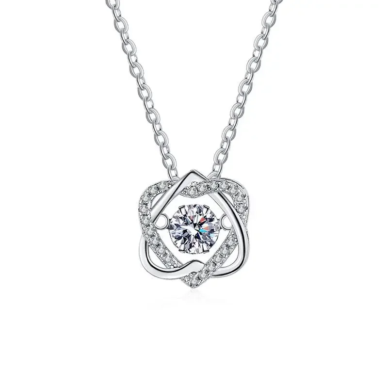 

Серебряный камень Mosang S925, шестиконечная звезда, интеллектуальный кулон, модное ожерелье с прыгающим сердцем, женские свадебные украшения, оптовая продажа
