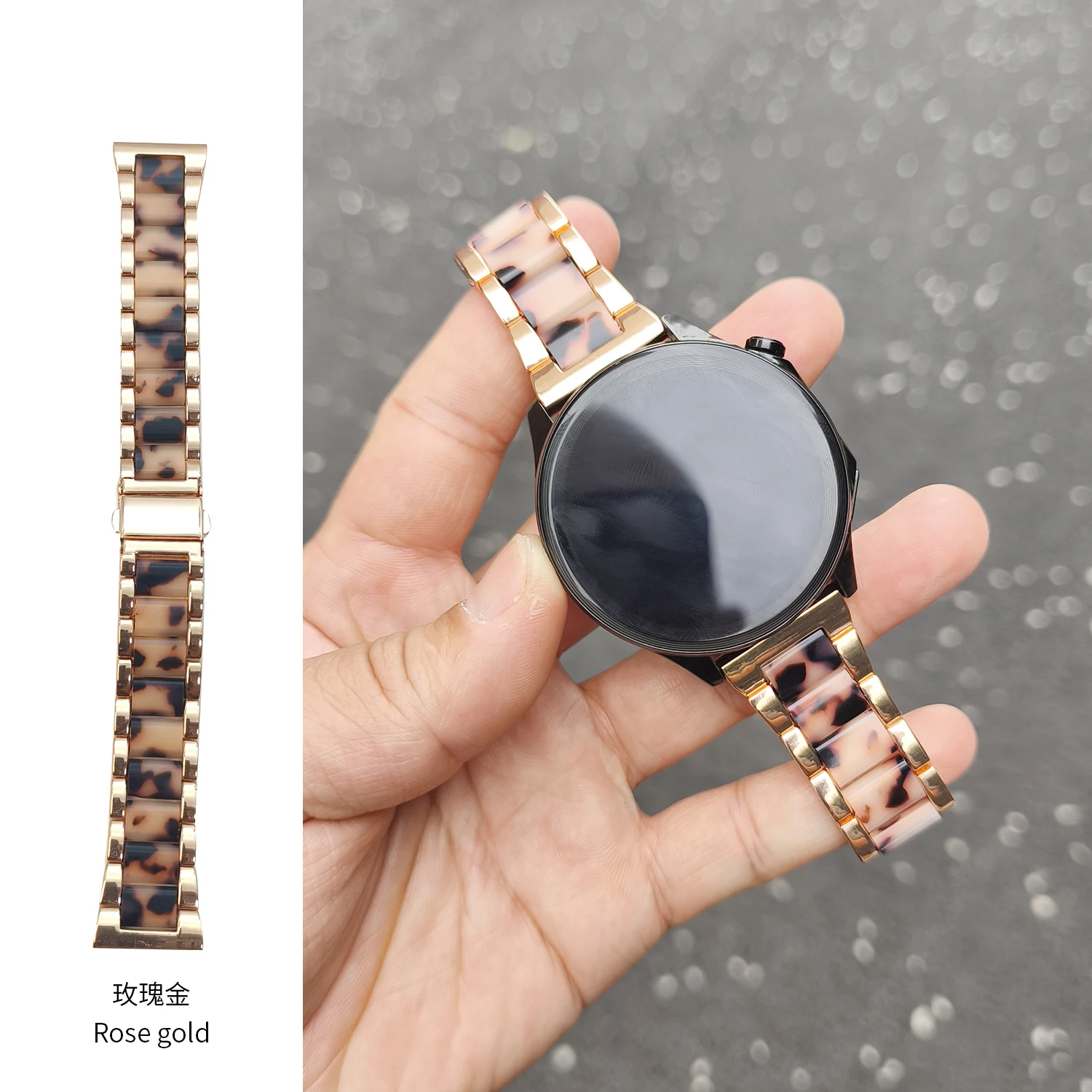 Universal 22mm Resin Metal Watch Strap - Simple and Versatile Design