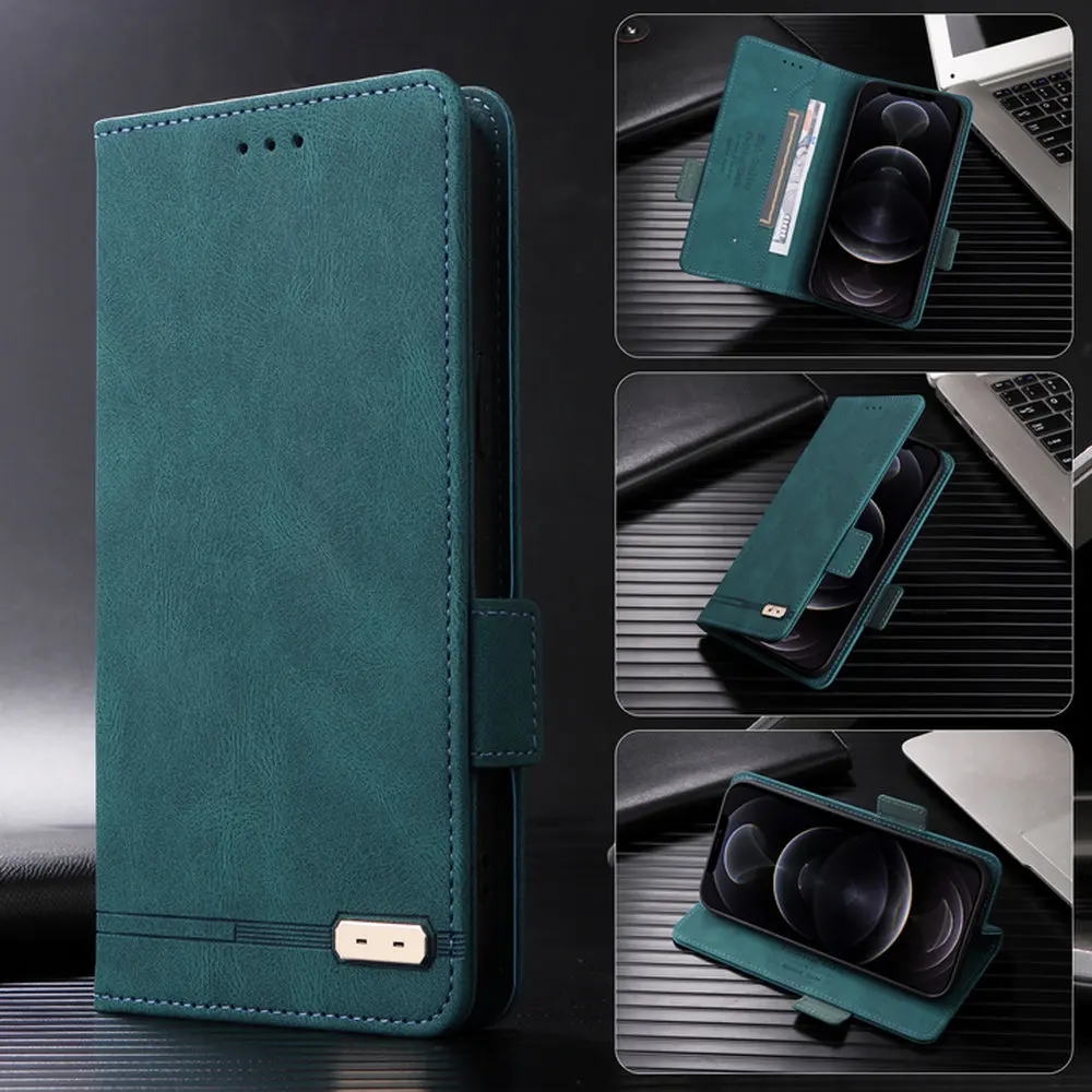 Case Iphone 15 Pro Max Plus Funda Luxury Faux Leather Flip - Temu