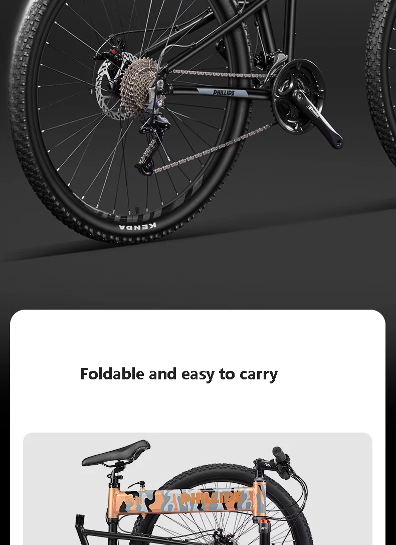 26inch 27.5inch Folding Mountain Bike Axle Fold Racing Bicycle Foldable Mountain Bicycle Shock Absorbing MTB Axial Folding Bike