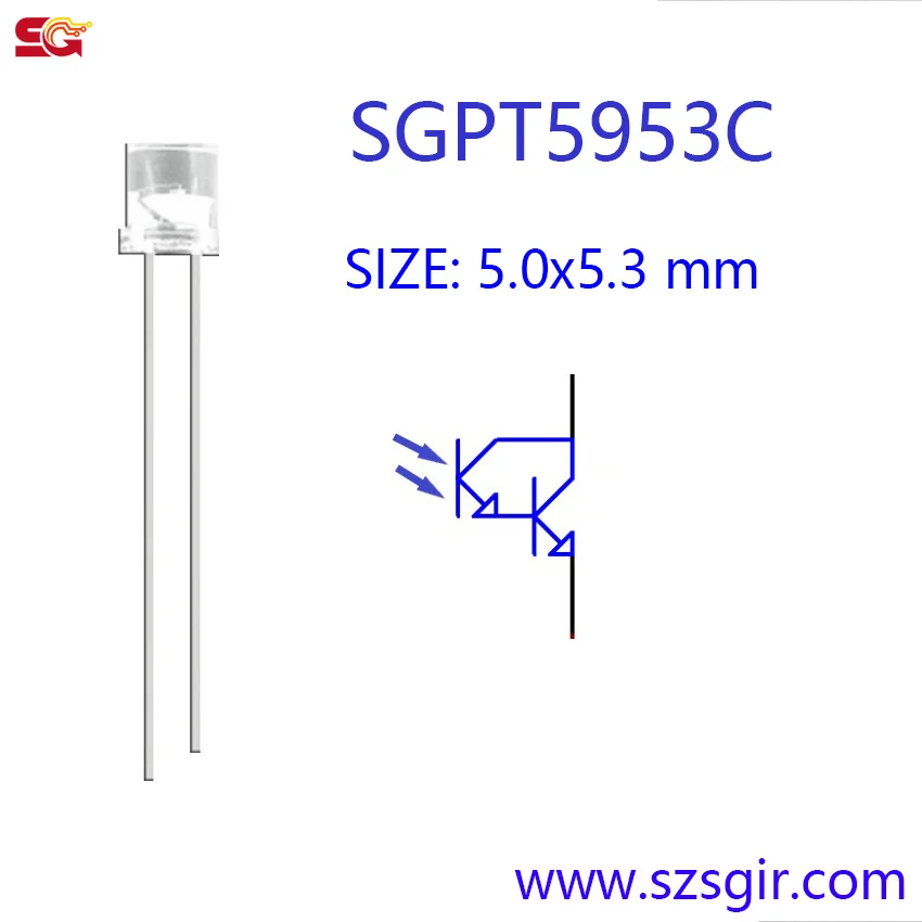 20 PCS, 5mm DARLINGTON Phototransistor, SGPT5953C, Photosensor, Photosensitive Receiving Transistor