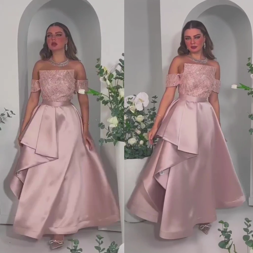 

Elegant Off-the-shoulder A-line Prom Dresses Sequin Satin Formal Occasion Gown ladies dresses for special occasionsвечернее плат