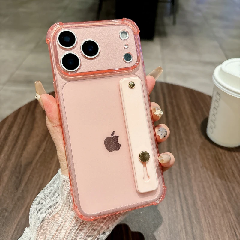 Four Corner Anti-Drop Ring Wristband Holder Soft TPU Translucent Phone Case