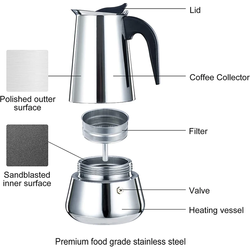 Cafetière à Expresso Cafetière Italienne en Acier Inoxydable Espresso