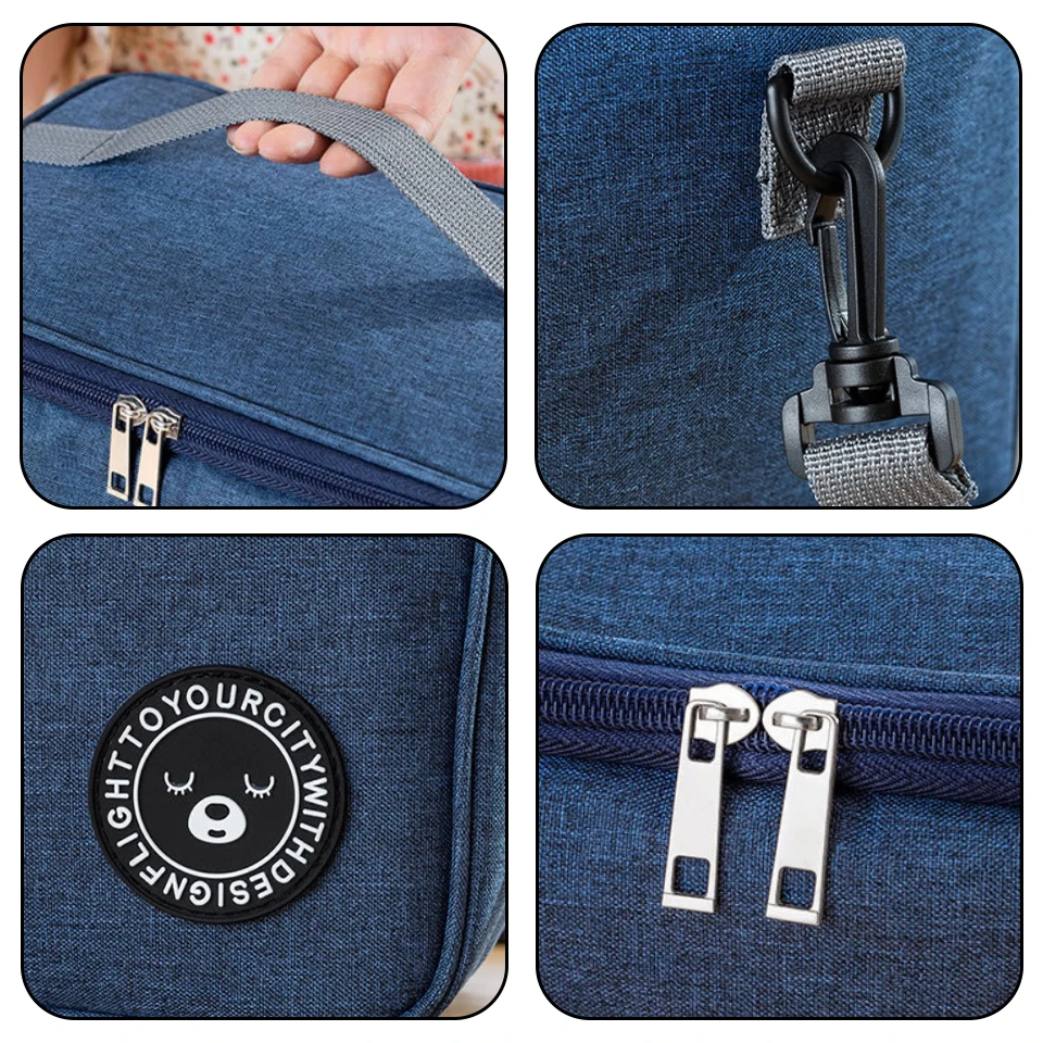 Insulated Lunch Box Men Women Travel Portable Camping Picnic Bag Cold Food Cooler Thermal Bag Kids Insulated Case with Strap lunch bag bento bag cooler bag