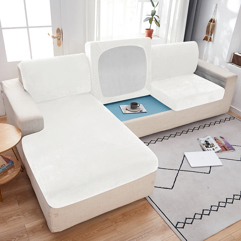 Funda de asiento de sofá de tela de terciopelo para sala de estar, funda de cojín elástica, funda de sofá suave, Protector de muebles para el hogar