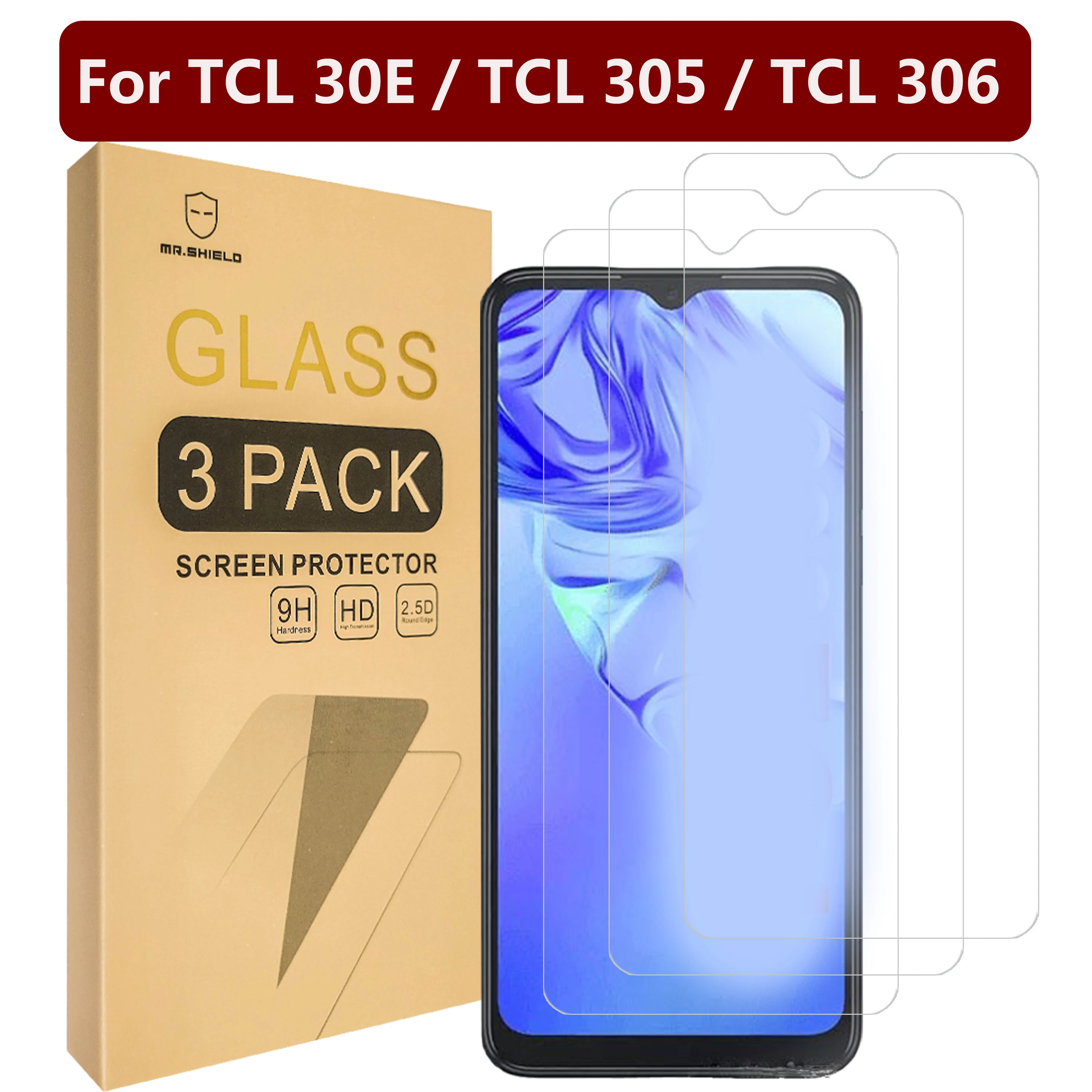 

Mr.Shield [3-Pack] Designed For TCL 30E / TCL 305 / TCL 306 [Tempered Glass] [Japan Glass with 9H Hardness]