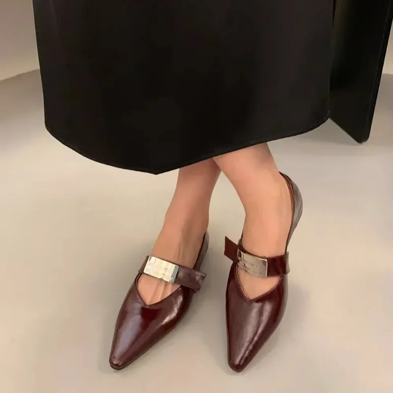 Women's Retro Fashion New Trendy Luxurious Pointed Toe Casual Shoes Elegant Solid Color Women's Party High Heels Low Boots 4