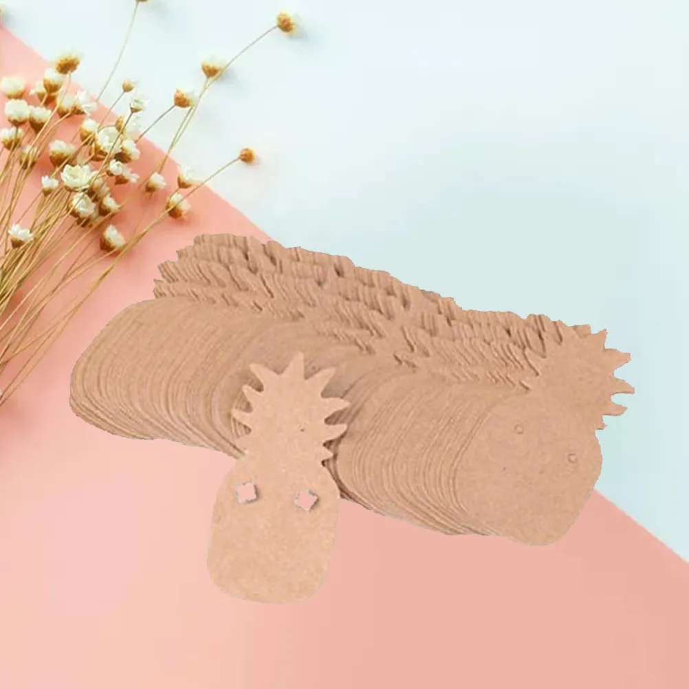 100Pcs 크래프트 종이 귀걸이 태그 파인애플 모양 빈 귀걸이 디스플레이 카드 홀더 쥬얼리 디스플레이 액세서리 주최자