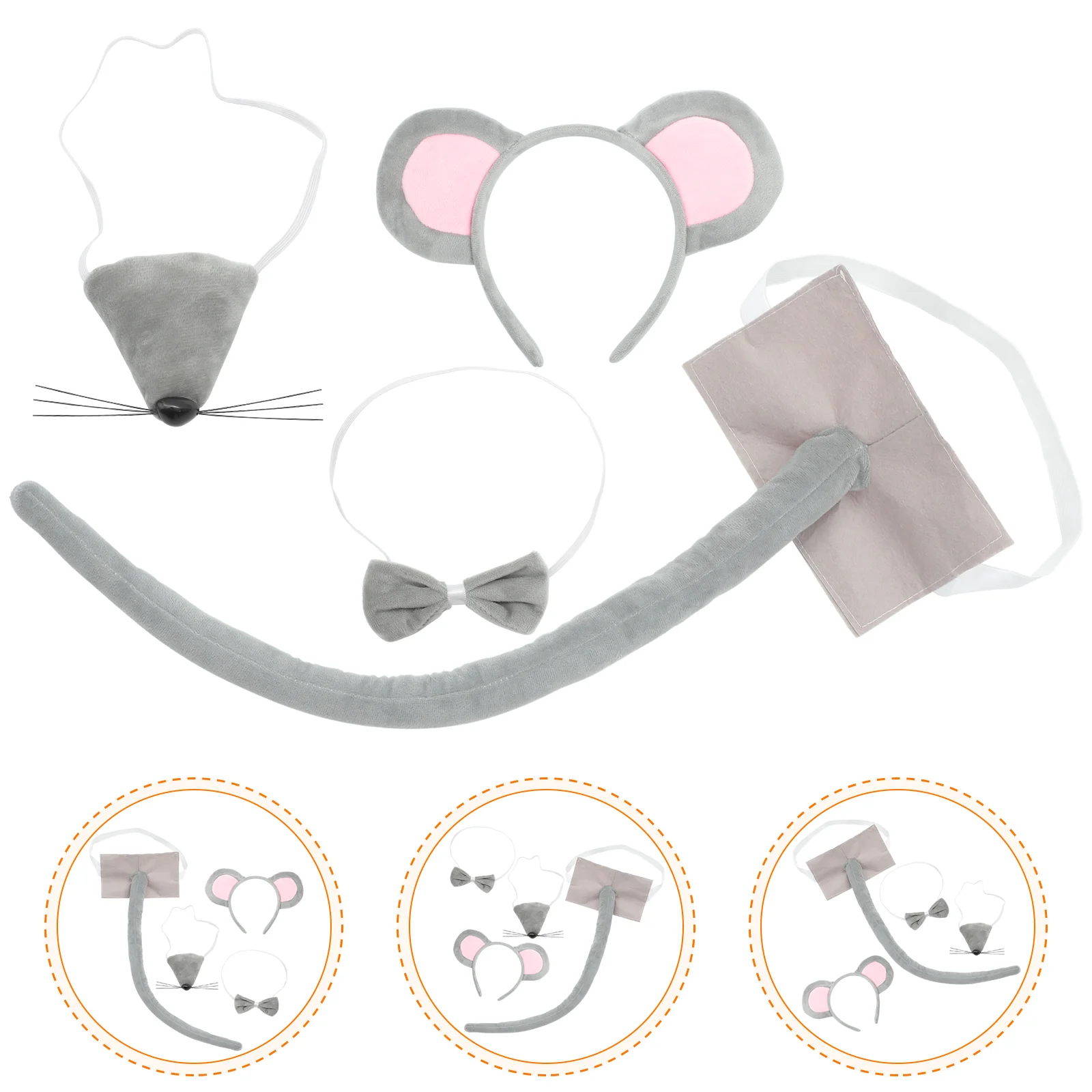 

Mouse Clothing Accessories Element Headband Party Headdress Ears Tail Cosplay Supplies Hair Tie