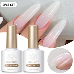 BORN PRETTY Milky Jelly White Gel Nail Polish - Translucent Semi - Permanent Soak Off UV LED Varnish (63931X2)