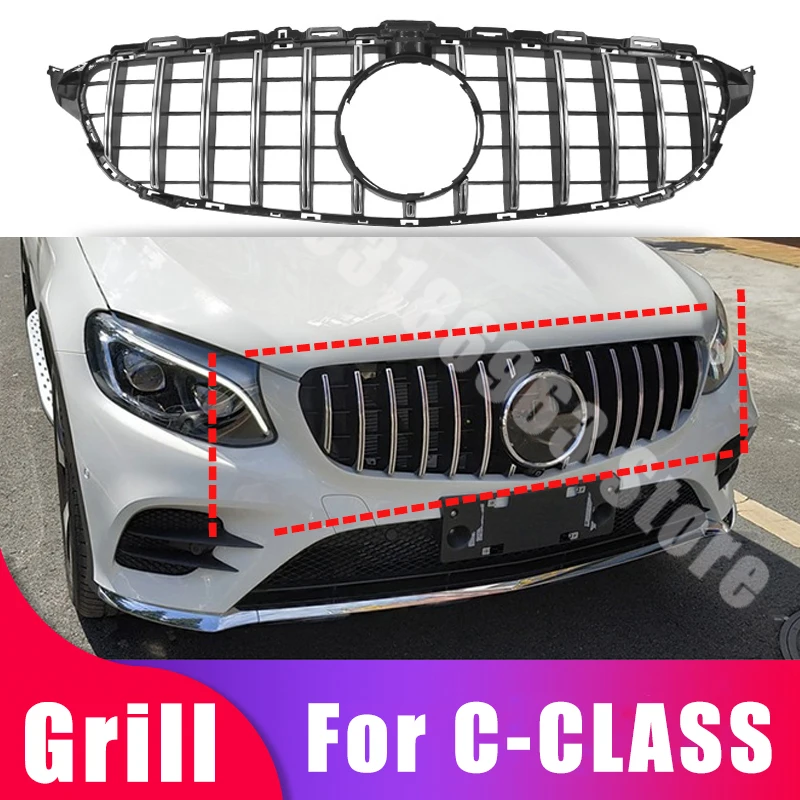 

Perfect Match Front Bumper Grille Hood Gril For Mercedes Benz C CLASS 2015-2018 C-CLASS C63 Exterior Accessories