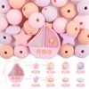 30Pcs/Set Silicone Beads Set Baby Cartoon Sailboat Star Round Shape Teething Beads Teether DIY Pacifier Clips Chian Accessories 4