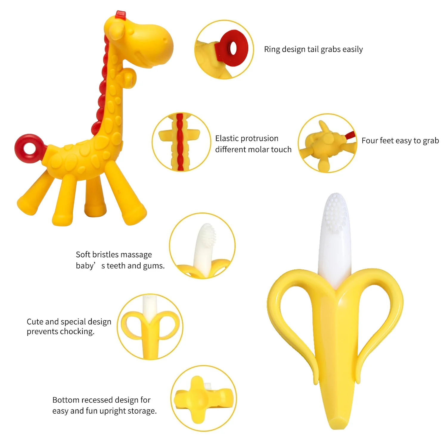 1Pcs Teething Toys Silicone Baby Teether BPA Free Soothing Teething Banana Finger Toothbrush Suitable for Infant Boys and Girls silicone teething toys,teething toys