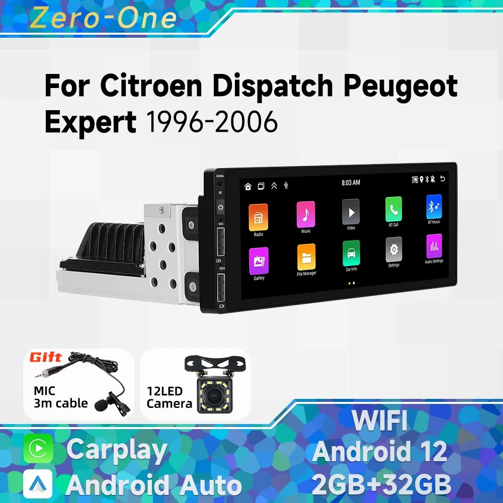 

1Din Radio Android Car Multimedia for Citroen Dispatch Peugeot Expert 1996-2006 Stereo HeadUnit Carplay Autoradio GPS Navigation